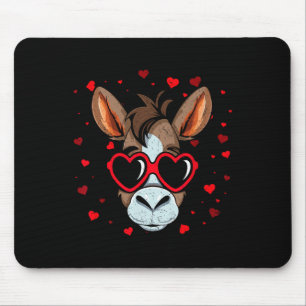 Donkey Valentine Sungles Heart Cute Lovers Mouse Pad