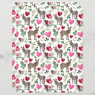 Donkey Valentines Scrapbook Paper