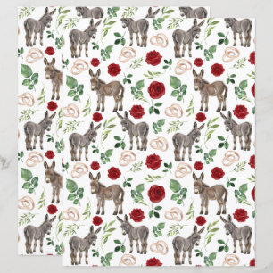 Donkey Wedding Scrapbook Paper in White