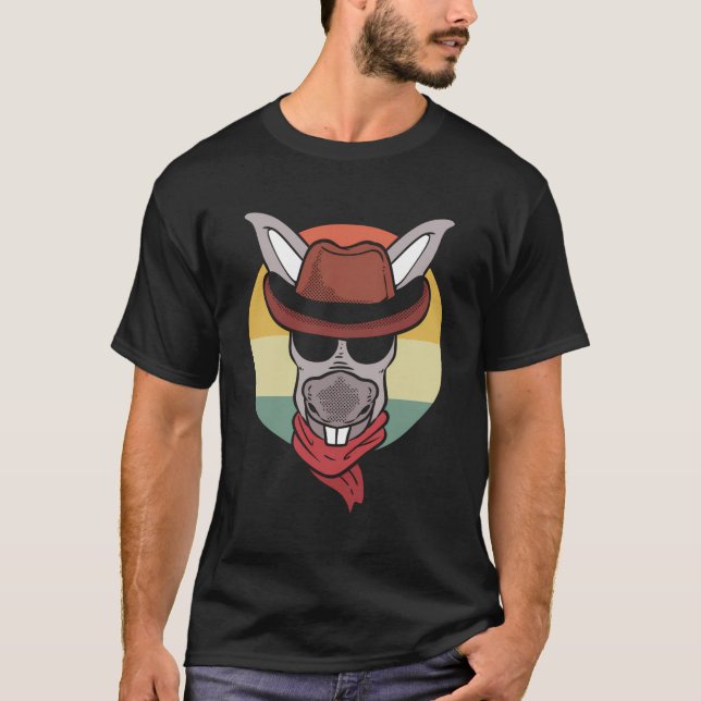 Donkey With Cowboy Hat Farm Worker T-Shirt (Front)