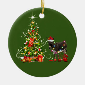 Donkey With Hat Scaft Christmas Ceramic Ornament