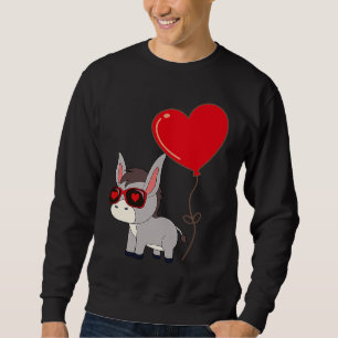 Donkey With Heart Balloon Valentines Day Love Boys Sweatshirt