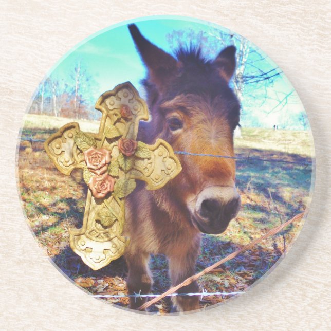 Donkey with Rose Cross Coaster (Front)