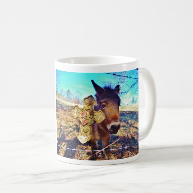 Donkey with Rose Cross Coffee Mug (Front Right)