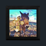 Donkey with Rose Cross Gift Box<br><div class="desc">Donkey with Rose Cross Photo by Sandy Closs Customise with your own name or text to create a one of a kind gift. christian cross donkey,  "gifts for horse lovers ""i love horses""horse gift""brown horse""horse, horses, "horse gifts""farm animals ,  pony ,  ponies""horse lover""horse lovers"</div>