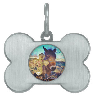 Donkey with Rose Cross Pet Tag