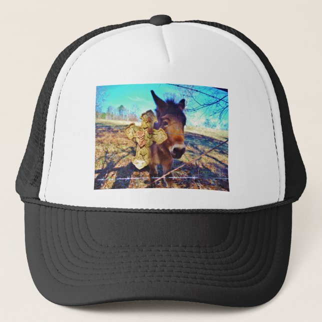 Donkey with Rose Cross Trucker Hat (Front)