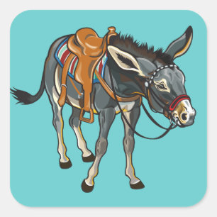 donkey with saddle square sticker