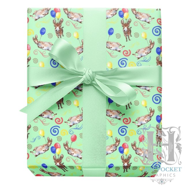 Donkey Wrapping Paper in Green (Creator Uploaded)