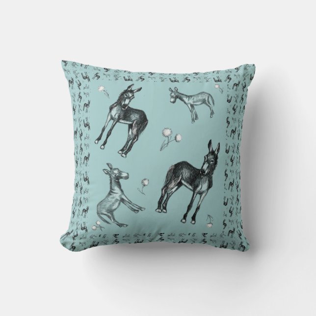 Donkeys and Dandelions Cushion (Front)