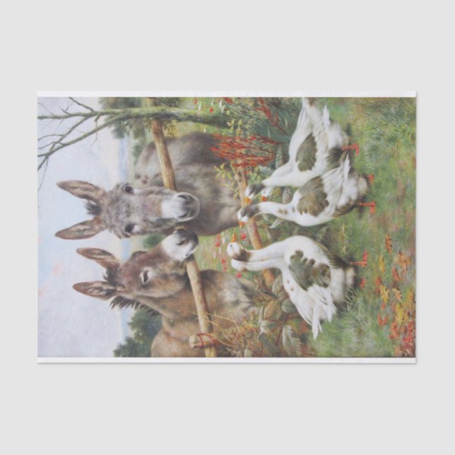 Donkeys and Geese Farm Friends by Herbert Weekes Tissue Paper (Front)