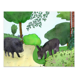 donkeys and pigs photo print