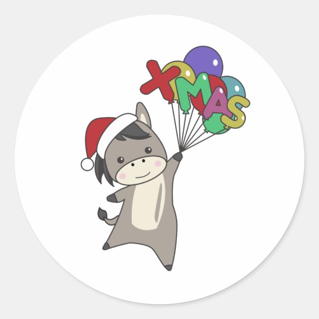Donkeys Christmas Donkeys Winter Animals Classic Round Sticker (Front)