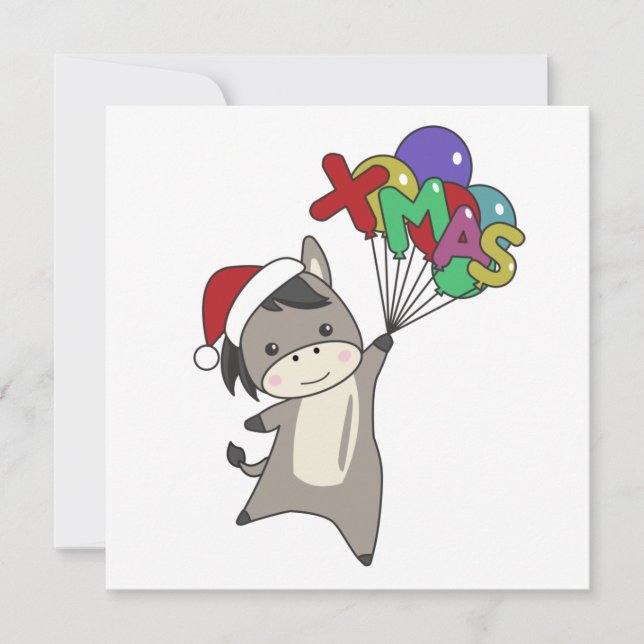 Donkeys Christmas Donkeys Winter Animals Invitation (Front)