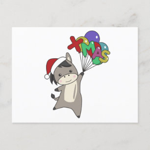 Donkeys Christmas Donkeys Winter Animals Postcard