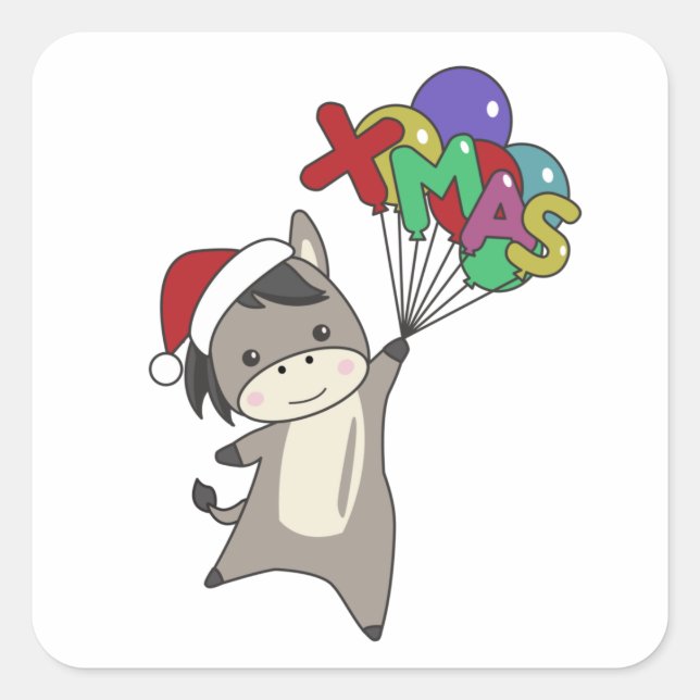 Donkeys Christmas Donkeys Winter Animals Square Sticker (Front)