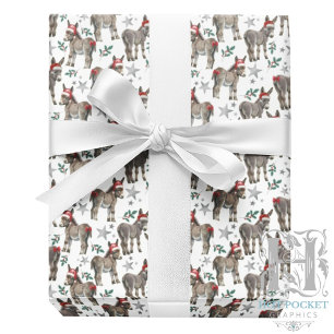 Donkeys Christmas Gift Wrapping Paper - White