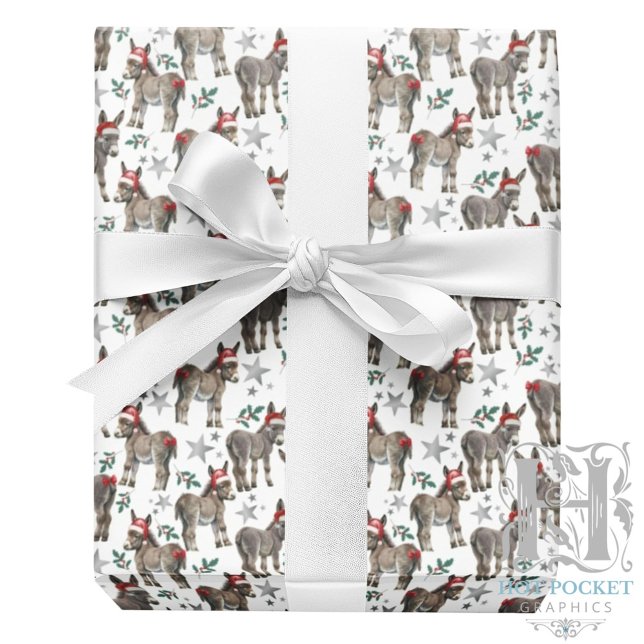 Donkeys Christmas Gift Wrapping Paper - White (Creator Uploaded)
