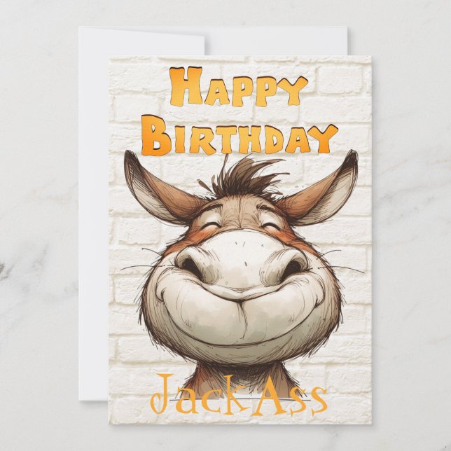 Donkey's Funny Birthday Holiday Card (Front)