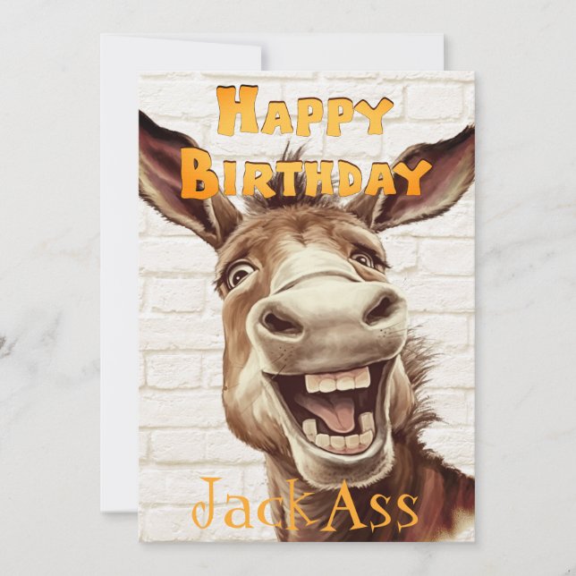 Donkey's Funny Birthday Holiday Card (Front)