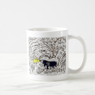 donkeys in snow coffee mug