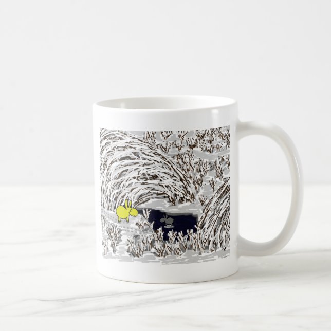 donkeys in snow coffee mug (Right)