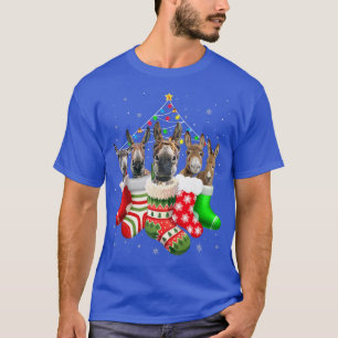 Donkeys In Socks Christmas Lights Pajama For Donke T-Shirt