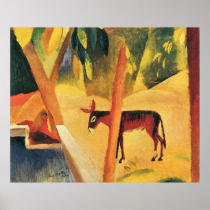Donkeys in the palms by August Macke Poster