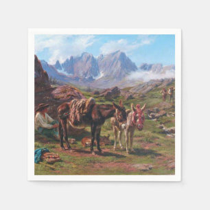 Donkeys in the Pyrenees Mountains (Rosa Bonheur) Napkin