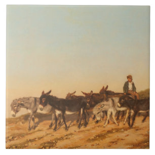 Donkeys in the South of France (by Eugène Burnand) Ceramic Tile