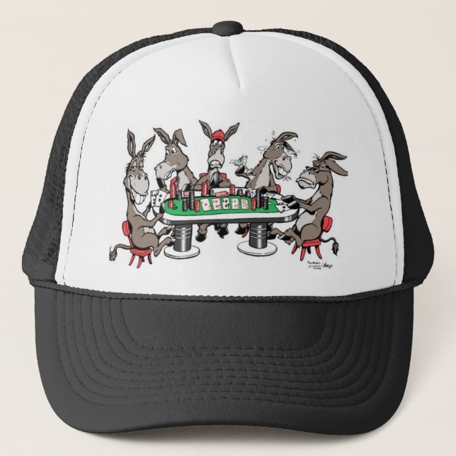 Donkeys play'in Poker Trucker Hat (Front)