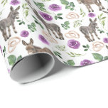 Donkeys & Purple Roses Wedding Gift Wrapping Paper<br><div class="desc">Celebrate a special day with this Donkeys & Purple Roses Wedding Gift Wrapping Paper. Perfect for brides,  crafters,  and creatives,  this charming wrap adds a whimsical,  floral and rustic touch to wedding gifts,  bridal showers,  and celebration projects. Available in multiple roll sizes and colours. Find more at www.hotpocketgraphics.com</div>