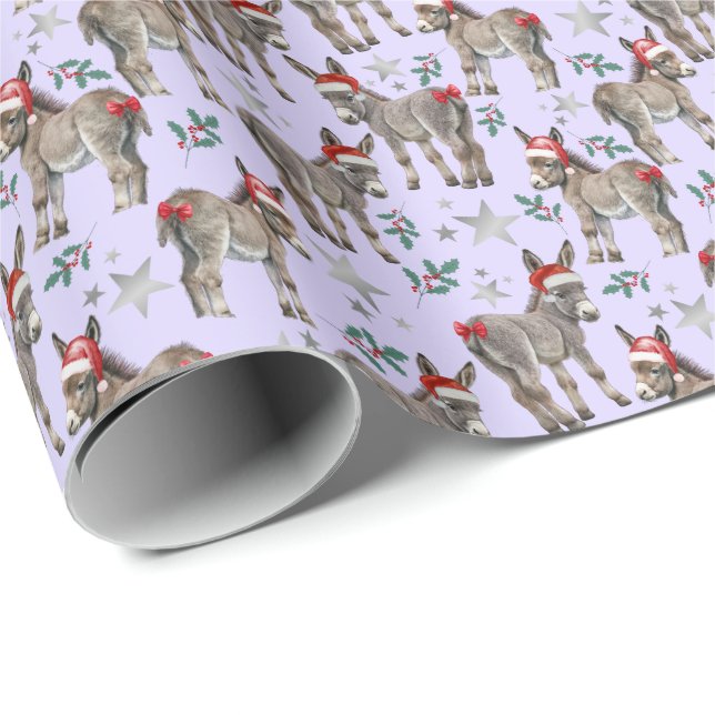 Donkeys Santa Hats Christmas Gift Wrapping Paper (Roll Corner)