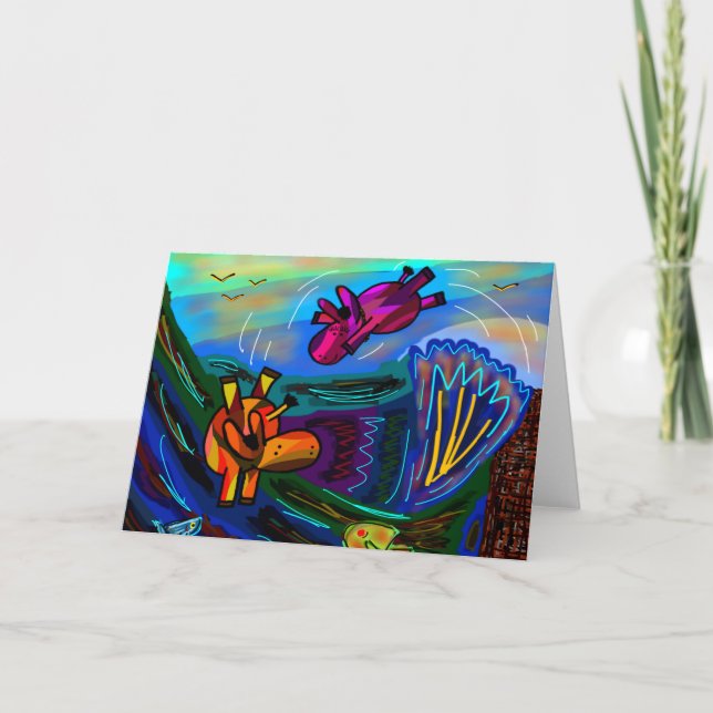 donkeys swimming card (Front)