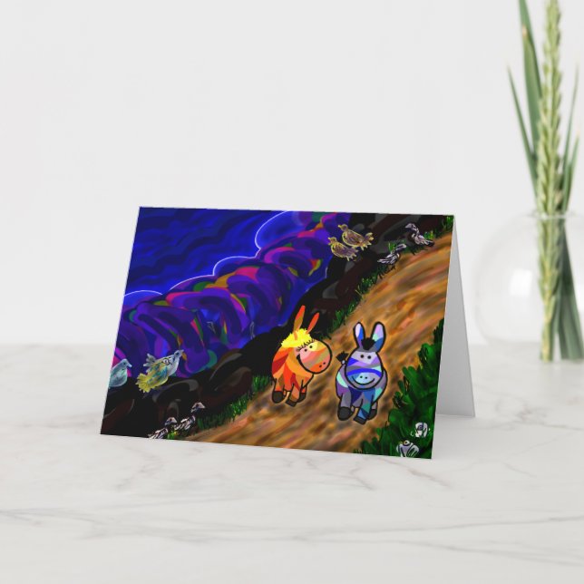 donkeys walking by the sea card (Front)