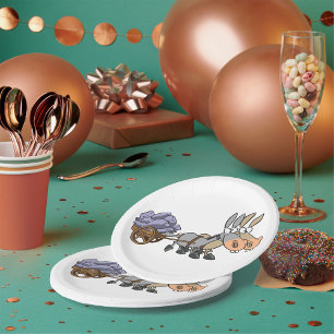 Donkies Pulling A Cart Paper Plate