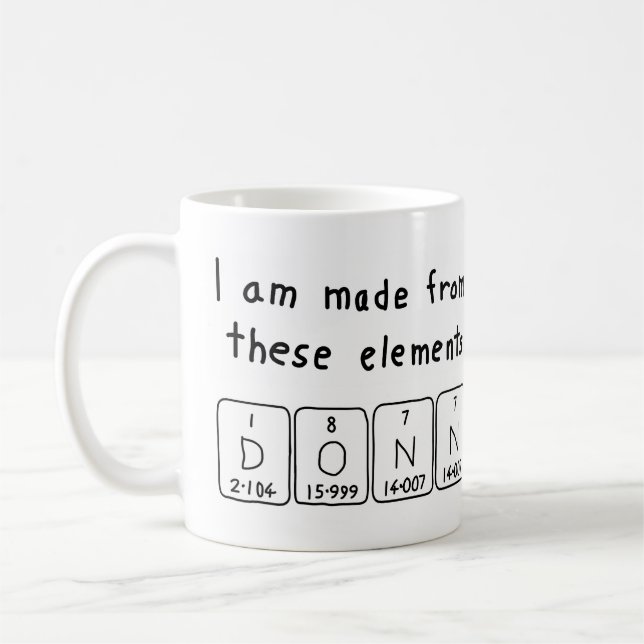 Donn periodic table name mug (Left)