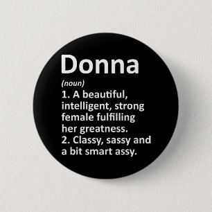 Donna Definition Personalised Name Funny Christmas 6 Cm Round Badge