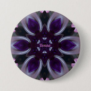 DONNA ~ Purple White Pink Green BLING 7.5 Cm Round Badge