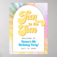 DONNA Retro Font Tie Dye Pool Party Birthday