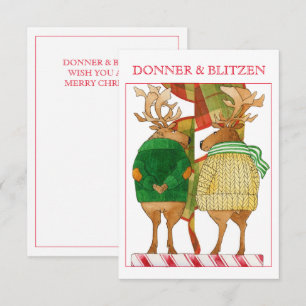 DONNER BLITZEN 3.5x5 Flat Christmas Card