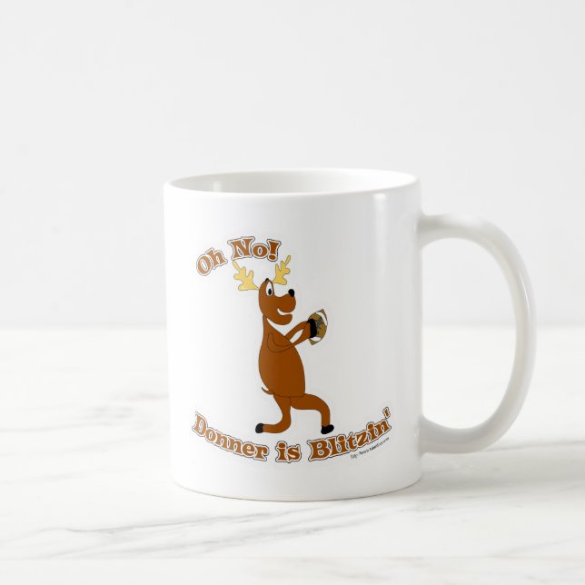 Donner is Blitzen Happy Holiday Christmas Art Coffee Mug (Right)