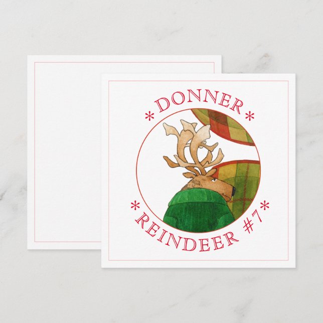 DONNER REINDEER 5.25" Square Flat Card (Front/Back)