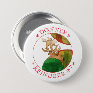 DONNER REINDEER Round Pin Button