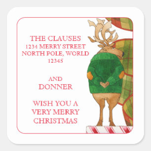 DONNER REINDEER Small Address Envelope Seals