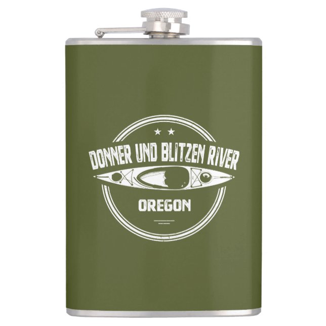 Donner und Blitzen River Oregon Kayaking Hip Flask (Front)