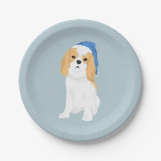 Donnie The Cute Blenheim Cavalier Spaniel Puppy Paper Plate