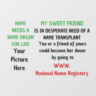 Donor Window Glass Cling