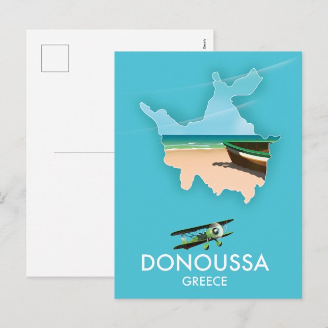 Donoussa Greece travel map Holiday Postcard (Front/Back)