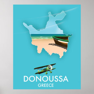 Donoussa Greece travel map Poster